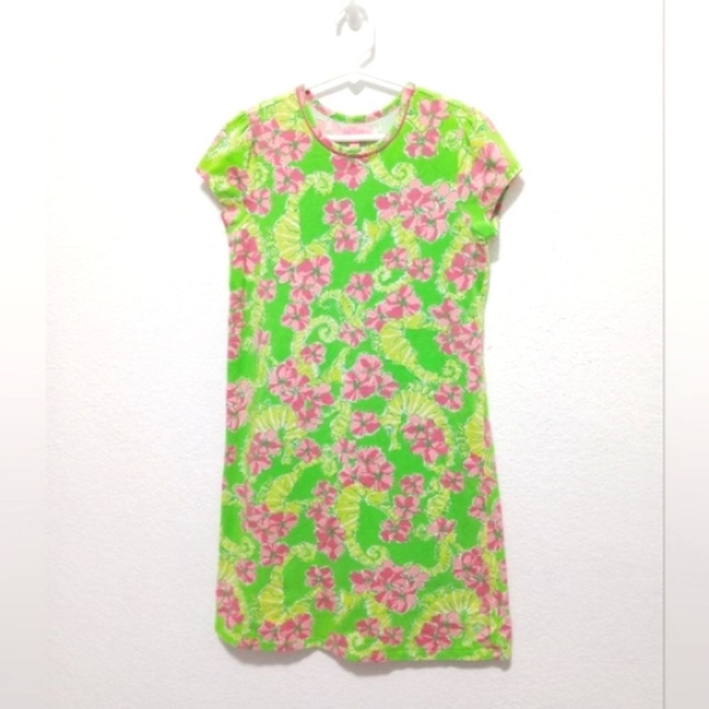Lily Pulitzer Big Girls Seahorse Floral Dress size XL(12-14)